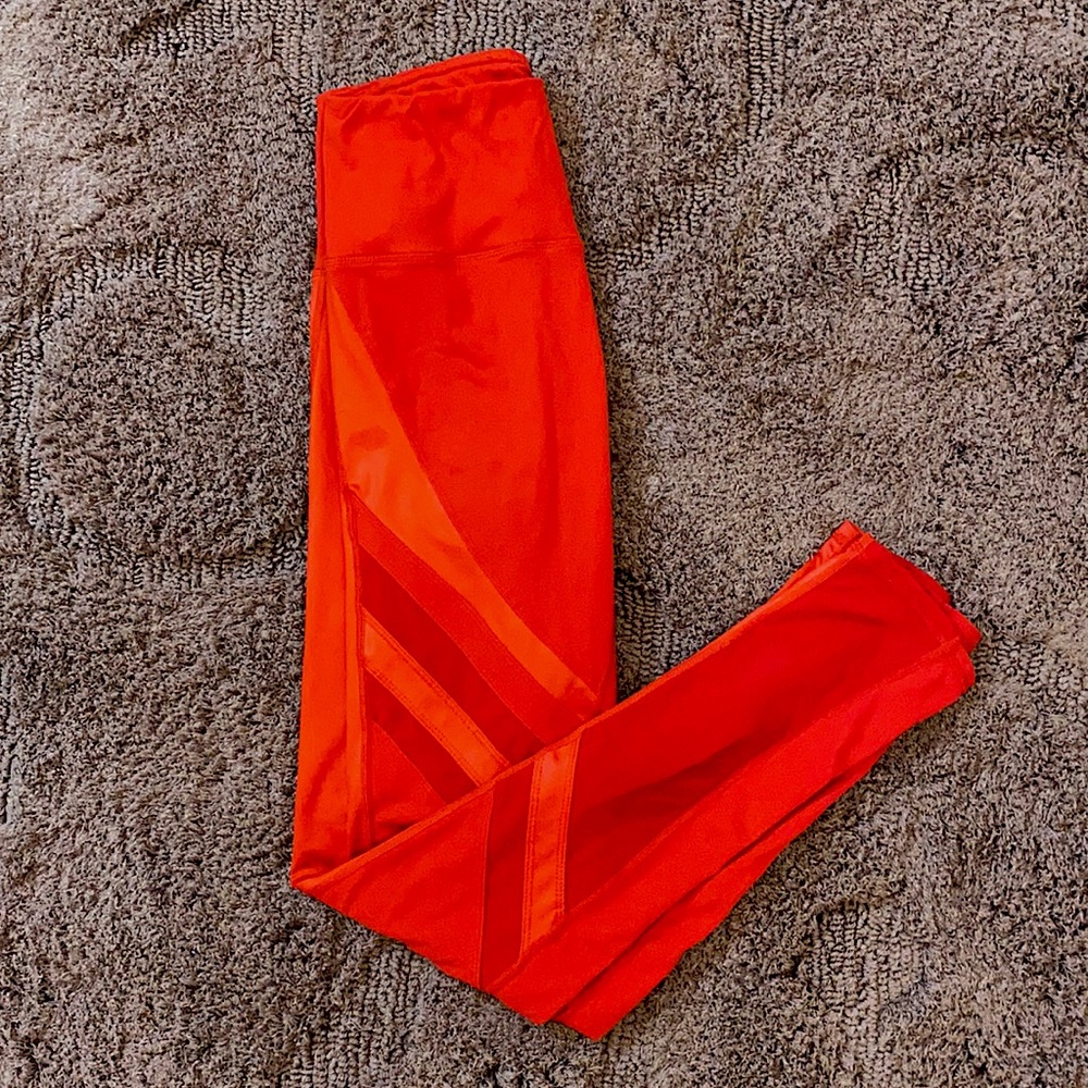 SHEIN Red Leggings with Mesh Racing Stripes